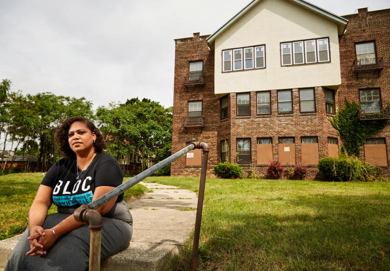 Angela Lang, executive director of BLOC, Black Leaders Organizing for Communities sits for a portrait in front of her childhood home Aug. 7, 2018 Milwaukee. BLOC, a community based group works in Milwaukee neighborhoods with a purpose of uniting and infor Angela Lang, executive director of BLOC, Black Leaders Organizing for Communities sits for a portrait in front of her childhood home Aug. 7, 2018 Milwaukee. BLOC, a community based group works in Milwaukee neighborhoods with a purpose of uniting and infor