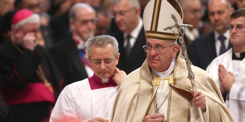 Pope Francis leads the consistory at St. Peter's Basilica in Vatican City. In addition to 15 new electors, Pope Francis named five new cardinals who are over the age of 80 and, therefore, ineligible to vote in a conclave. Pope Francis leads the consistory at St. Peter's Basilica in Vatican City. In addition to 15 new electors, Pope Francis named five new cardinals who are over the age of 80 and, therefore, ineligible to vote in a conclave.
