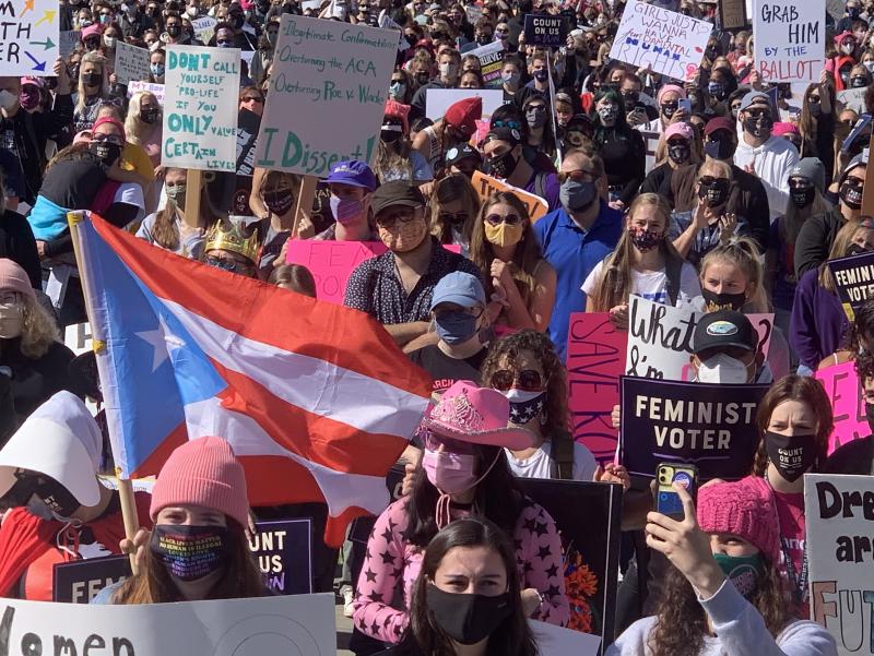 Protesters rally in Washington, D.C., during the latest Women's March, demonstrations that began just after President Trump's inauguration. Protesters rally in Washington, D.C., during the latest Women's March, demonstrations that began just after President Trump's inauguration.