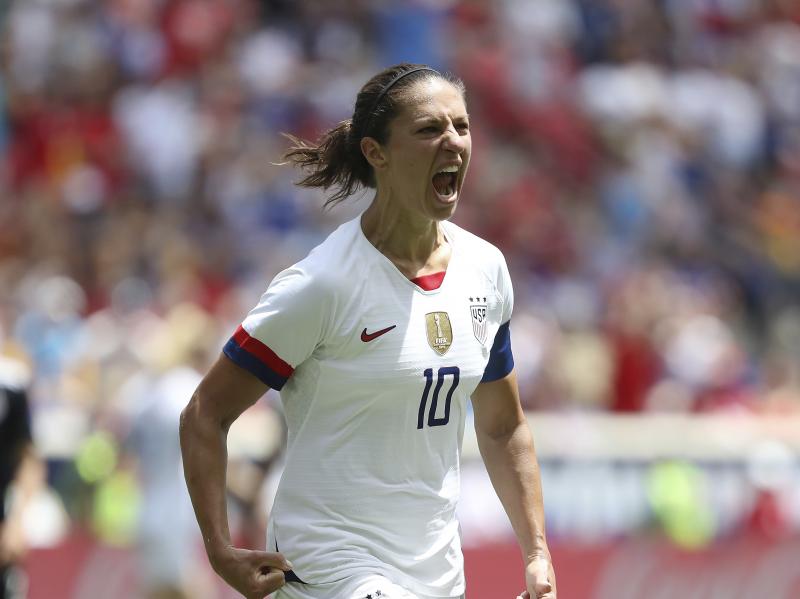 The U.S. plays its first match of the 2019 FIFA Women's World Cup on Tuesday against Thailand in Reims, France. U.S. forward Carli Lloyd is seen here celebrating after scoring a goal against Mexico last month in Harrison, N.J. The U.S. plays its first match of the 2019 FIFA Women's World Cup on Tuesday against Thailand in Reims, France. U.S. forward Carli Lloyd is seen here celebrating after scoring a goal against Mexico last month in Harrison, N.J.