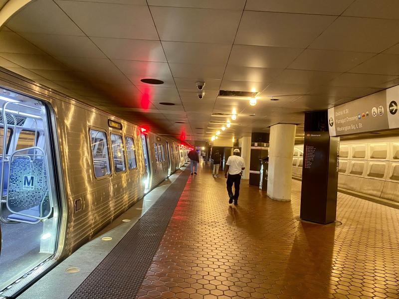 An almost empty Metro station is seen in Washington, D.C., on July 21. The region's employers worry about the safety of workers using the transit system during the pandemic. An almost empty Metro station is seen in Washington, D.C., on July 21. The region's employers worry about the safety of workers using the transit system during the pandemic.