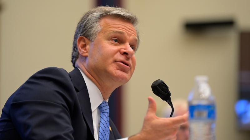 FBI Director Christopher Wray testifies before a House Homeland Security Committee hearing on Thursday. FBI Director Christopher Wray testifies before a House Homeland Security Committee hearing on Thursday.