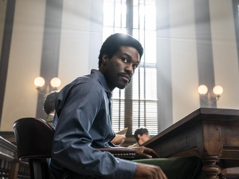 This image released by Netflix shows Yahya Abdul-Mateen II as Bobby Seale in a scene from The Trial of the Chicago 7. This image released by Netflix shows Yahya Abdul-Mateen II as Bobby Seale in a scene from The Trial of the Chicago 7.
