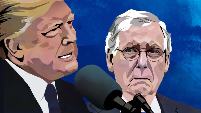 Senate Majority Leader Mitch McConnell listens as President Trump speaks to reporters following a meeting at the White House in October 2017. Senate Majority Leader Mitch McConnell listens as President Trump speaks to reporters following a meeting at the White House in October 2017.