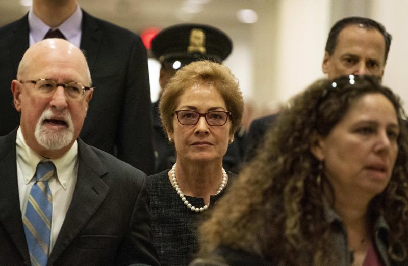 Former U.S. Ambassador to Ukraine Marie Yovanovitch arrives on Capitol Hill on Oct. 11 to appear before lawmakers in closed-door questioning related to the impeachment inquiry into President Trump. Former U.S. Ambassador to Ukraine Marie Yovanovitch arrives on Capitol Hill on Oct. 11 to appear before lawmakers in closed-door questioning related to the impeachment inquiry into President Trump.