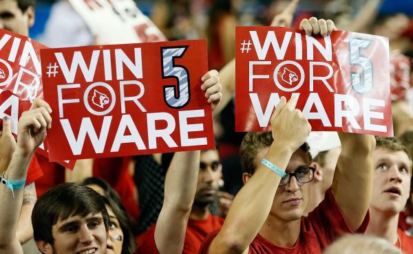 The leg injury to Louisville guard Kevin Ware has been a rallying point for fans nationwide. But the University of Louisville is hoping to avoid looking like they're taking advantage. The leg injury to Louisville guard Kevin Ware has been a rallying point for fans nationwide. But the University of Louisville is hoping to avoid looking like they're taking advantage.