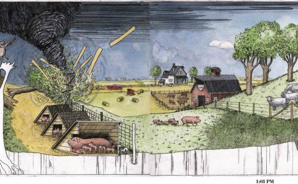 Arthur Geisert's Thunderstorm follows a tempest in the rural Midwest. Arthur Geisert's Thunderstorm follows a tempest in the rural Midwest.