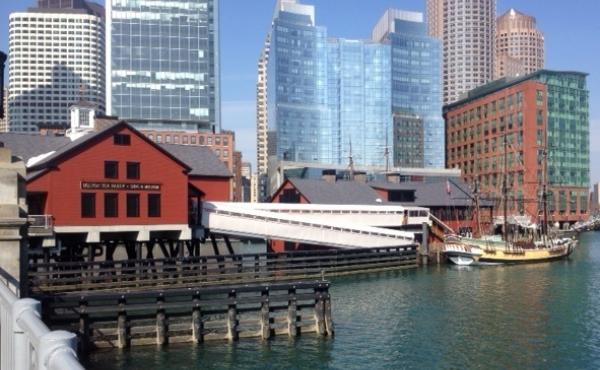 The Boston Tea Party museum sits right on the edge of the harbor. With rising sea levels and the increasing threat of strong storms, buildings like these are at particular risk of flooding. The Boston Tea Party museum sits right on the edge of the harbor. With rising sea levels and the increasing threat of strong storms, buildings like these are at particular risk of flooding.