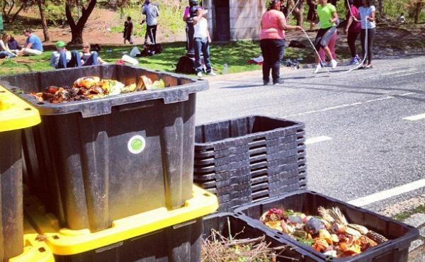 Compost bins at the Grand Army Plaza Greenmarket in Brooklyn, N.Y. are part of a pilot program to get New Yorkers to recycle their food waste. Compost bins at the Grand Army Plaza Greenmarket in Brooklyn, N.Y. are part of a pilot program to get New Yorkers to recycle their food waste.