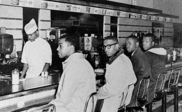 (From left) Joseph McNeil and Franklin McCain, two of the Greensboro Four who the day before had sat at the "whites only" counter of a Woolworth store, came back on Feb. 2, 1960, with two others — Billy Smith and Clarence Henderson. (From left) Joseph McNeil and Franklin McCain, two of the Greensboro Four who the day before had sat at the "whites only" counter of a Woolworth store, came back on Feb. 2, 1960, with two others — Billy Smith and Clarence Henderson.