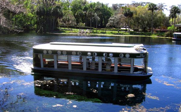 A glass-bottomed boat glides along water in Silver Springs, Fla. The springs, once a major tourist destination, have declined both in volume and in water quality. A glass-bottomed boat glides along water in Silver Springs, Fla. The springs, once a major tourist destination, have declined both in volume and in water quality.