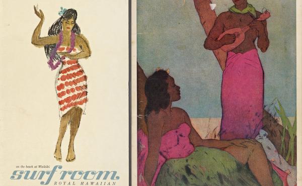 Colorful covers of menus from the Royal Hawaiian Hotel (left) and the Monarch Room Royal Hawaiian Hotel. Colorful covers of menus from the Royal Hawaiian Hotel (left) and the Monarch Room Royal Hawaiian Hotel.