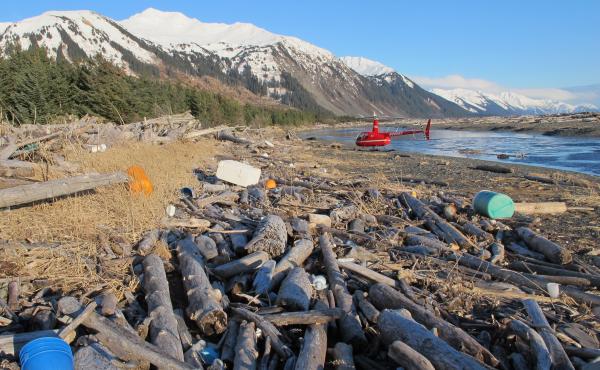 Trash, much of it believed to be debris from the 2011 Japanese tsunami, litters the beach on Montague Island, Alaska, on Jan. 26. Trash, much of it believed to be debris from the 2011 Japanese tsunami, litters the beach on Montague Island, Alaska, on Jan. 26.
