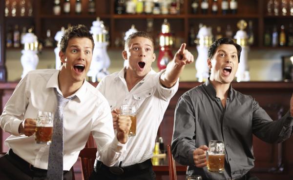 Sports fans at a pub. Sports fans at a pub.