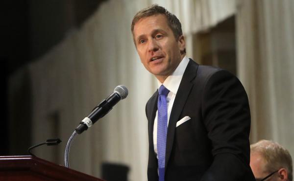 Gov. Eric Greitens delivers the keynote address at a police memorial prayer breakfast on April 25, at the St. Charles Convention Center. Greitens has announced he will resign on Friday. Gov. Eric Greitens delivers the keynote address at a police memorial prayer breakfast on April 25, at the St. Charles Convention Center. Greitens has announced he will resign on Friday.