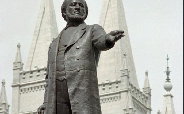 A statue of Mormon pioneer leader Brigham Young at The Church of Jesus Christ of Latter-day Saints' Temple in Salt Lake City. A statue of Mormon pioneer leader Brigham Young at The Church of Jesus Christ of Latter-day Saints' Temple in Salt Lake City.