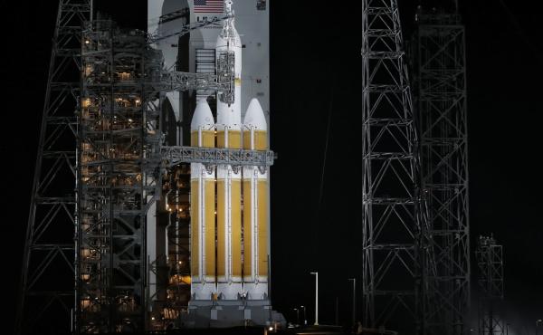 NASA's Orion spaceship early Thursday in Cape Canaveral, Fla. NASA's Orion spaceship early Thursday in Cape Canaveral, Fla.