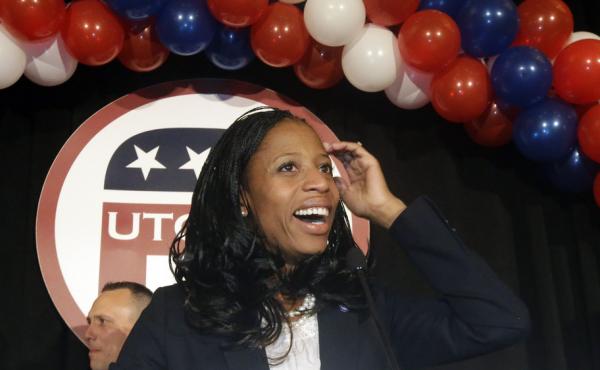 Republican Mia Love celebrates with her supporters after winning the race for Utah's 4th Congressional District on Tuesday. Republican Mia Love celebrates with her supporters after winning the race for Utah's 4th Congressional District on Tuesday.