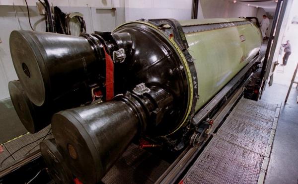 A Minuteman III missile engine is loaded into a truck for transport to another building for X-raying before being torn down and rebuilt. The Air Force's missile command-and-control structure has been the subject of several recent scandals. A Minuteman III missile engine is loaded into a truck for transport to another building for X-raying before being torn down and rebuilt. The Air Force's missile command-and-control structure has been the subject of several recent scandals.