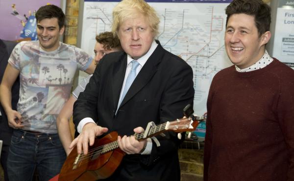 London Mayor Boris Johnson plays a guitar at an event to promote street performances in the city in March 2015. Johnson has broken ranks with Prime Minister David Cameron, a fellow Conservative Party member, by calling for Britain to leave the European Un London Mayor Boris Johnson plays a guitar at an event to promote street performances in the city in March 2015. Johnson has broken ranks with Prime Minister David Cameron, a fellow Conservative Party member, by calling for Britain to leave the European Un