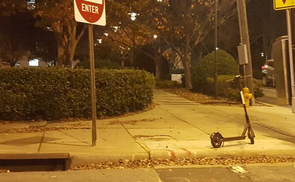 A Bird Scooter on the corner Bird Scooter