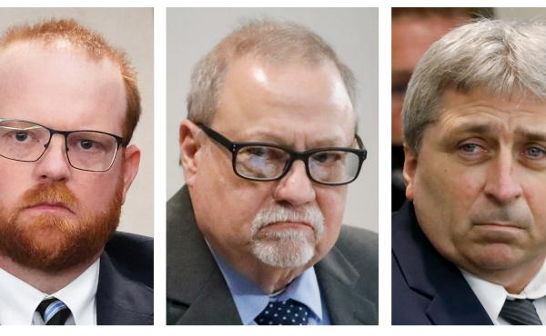 Travis McMichael (from left); his father, Gregory McMichael; and William "Roddie" Bryan have been on trial over the killing of Ahmaud Arbery, a Black man who was fatally shot while out for a run last year in Georgia. Travis McMichael (from left); his father, Gregory McMichael; and William "Roddie" Bryan have been on trial over the killing of Ahmaud Arbery, a Black man who was fatally shot while out for a run last year in Georgia.