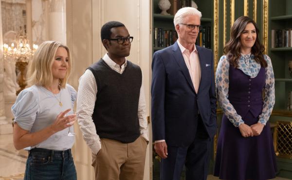 Kristen Bell, William Jackson Harper, Ted Danson and D'Arcy Carden in NBC's afterlife comedy series The Good Place, which ended after four seasons. Kristen Bell, William Jackson Harper, Ted Danson and D'Arcy Carden in NBC's afterlife comedy series The Good Place, which ended after four seasons.