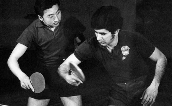 Chinese and U.S. table tennis players train together in April 1971 in Beijing. April 10 marks the 50th anniversary of what became known as pingpong diplomacy between the two nations. Chinese and U.S. table tennis players train together in April 1971 in Beijing. April 10 marks the 50th anniversary of what became known as pingpong diplomacy between the two nations.
