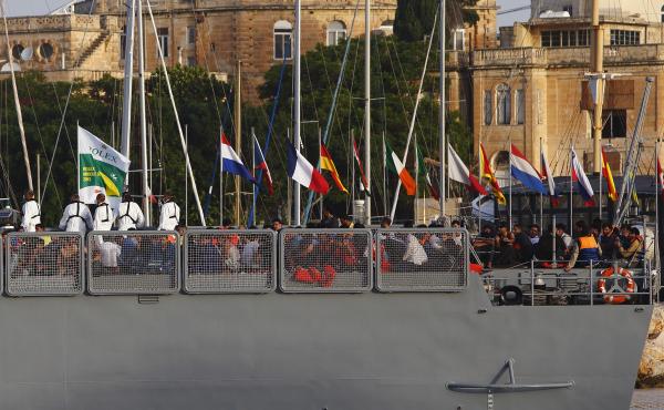 An Armed Forces of Malta ship carrying rescued migrants arrives at an AFM base in Valletta last October. The number of migrants trying to make their way from the North African coast to European waters has ballooned in recent years. An Armed Forces of Malta ship carrying rescued migrants arrives at an AFM base in Valletta last October. The number of migrants trying to make their way from the North African coast to European waters has ballooned in recent years.