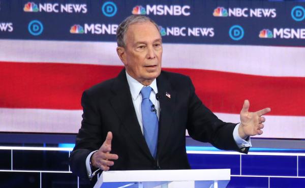 Former New York City Mayor Michael Bloomberg speaks during the Democratic presidential debate in Las Vegas on Wednesday night. Former New York City Mayor Michael Bloomberg speaks during the Democratic presidential debate in Las Vegas on Wednesday night.