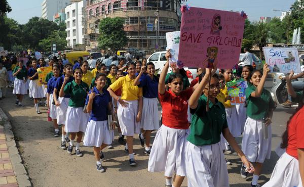High School students participate in a rally for the International Day of the Girl Child in Ahmedabad, India. High School students participate in a rally for the International Day of the Girl Child in Ahmedabad, India.
