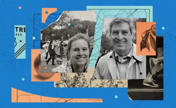 Photo illustration of Mary Louise Kelly and her father Jim Kelly. Photo illustration of Mary Louise Kelly and her father Jim Kelly.