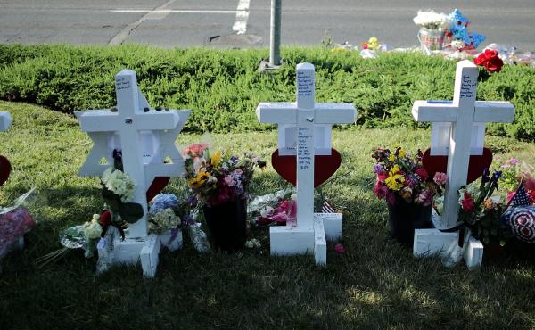 Five wooden markers stand in a makeshift memorial outside the Annapolis Capitol Gazette offices in Annapolis, Md., in early July, honoring the employees killed by a gunman just days before. The victims were editor Gerald Fischman, 61; editor and columnist Five wooden markers stand in a makeshift memorial outside the Annapolis Capitol Gazette offices in Annapolis, Md., in early July, honoring the employees killed by a gunman just days before. The victims were editor Gerald Fischman, 61; editor and columnist