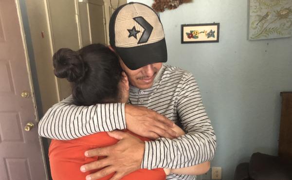 Jose Eduardo hugs his 15-year-old daughter Yaimy, 10 months after they were separated at the U.S. border. Jose Eduardo hugs his 15-year-old daughter Yaimy, 10 months after they were separated at the U.S. border.