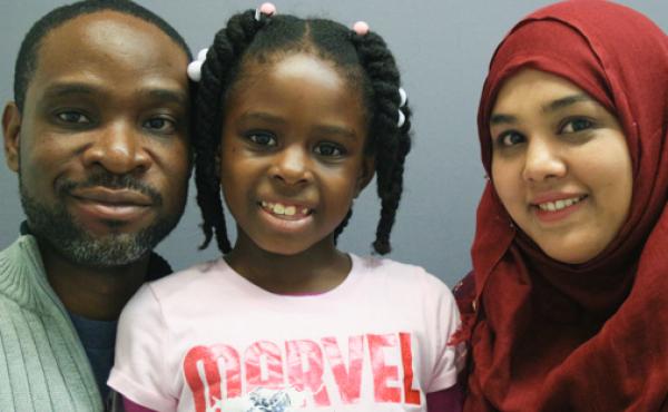 Rich Jean; his daughter, Abigail Jean; and librarian Hasina Islam at StoryCorps in Brooklyn, N.Y., in 2016. Rich Jean; his daughter, Abigail Jean; and librarian Hasina Islam at StoryCorps in Brooklyn, N.Y., in 2016.
