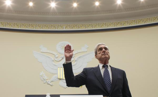 Former Special Counsel Robert Mueller is sworn in before testifying on July 24, 2019 before a House Judiciary Committee hearing about his report on Russian interference in the 2016 presidential election. Former Special Counsel Robert Mueller is sworn in before testifying on July 24, 2019 before a House Judiciary Committee hearing about his report on Russian interference in the 2016 presidential election.