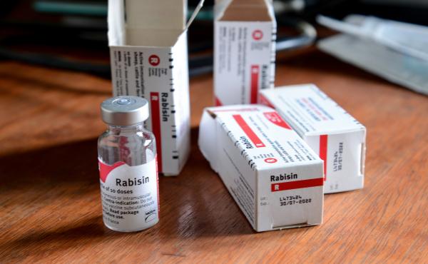 Rabies is a preventable viral disease. Human fatalities are rare and typically occur in people who don't get treatment quickly. Here, a vial and box of rabies vaccine. Rabies is a preventable viral disease. Human fatalities are rare and typically occur in people who don't get treatment quickly. Here, a vial and box of rabies vaccine.