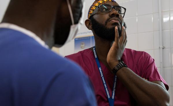 Orthopedic surgeon Kebba Marenah and his team get ready to perform knee surgery on a 14-year-old at the Edward Francis Small Teaching Hospital in Banjul, the capital of Gambia. The country struggles with a lack of access to sufficient pain medications. Orthopedic surgeon Kebba Marenah and his team get ready to perform knee surgery on a 14-year-old at the Edward Francis Small Teaching Hospital in Banjul, the capital of Gambia. The country struggles with a lack of access to sufficient pain medications.