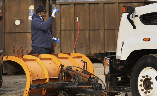 Virginia Beach, Va., Public Works crews prepare on Thursday morning for snow from an impending winter storm. Virginia Beach, Va., Public Works crews prepare on Thursday morning for snow from an impending winter storm.