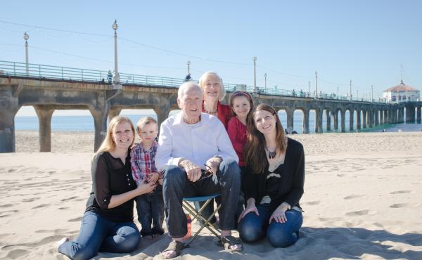 John Minor (center) in December 2014, surrounded by his family — Jackie Minor (left), Soren Johnson, John Minor, Sherry Minor, Skyelyn Johnson and Valerie Minor Johnson — in Manhattan Beach, Calif. John Minor (center) in December 2014, surrounded by his family — Jackie Minor (left), Soren Johnson, John Minor, Sherry Minor, Skyelyn Johnson and Valerie Minor Johnson — in Manhattan Beach, Calif.