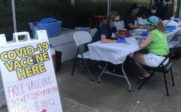 Health officials in Mobile recently set up a pop-up clinic at a food truck festival. Despite officials making a big effort encouraging Alabama residents to get vaccinated, numbers remain low as COVID infections increase. Health officials in Mobile recently set up a pop-up clinic at a food truck festival. Despite officials making a big effort encouraging Alabama residents to get vaccinated, numbers remain low as COVID infections increase.