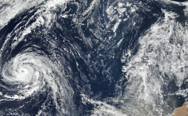 This satellite image taken Friday shows Ophelia churning a path across the Atlantic Ocean, heading northeastward. This satellite image taken Friday shows Ophelia churning a path across the Atlantic Ocean, heading northeastward.