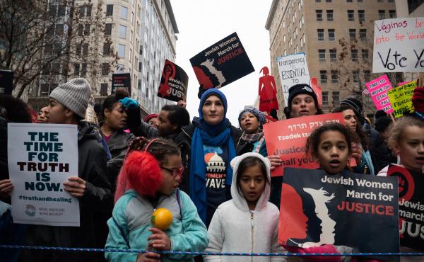 Thousands of women gathered in Washington, D.C., and across the country to support women's rights. Thousands of women gathered in Washington, D.C., and across the country to support women's rights.