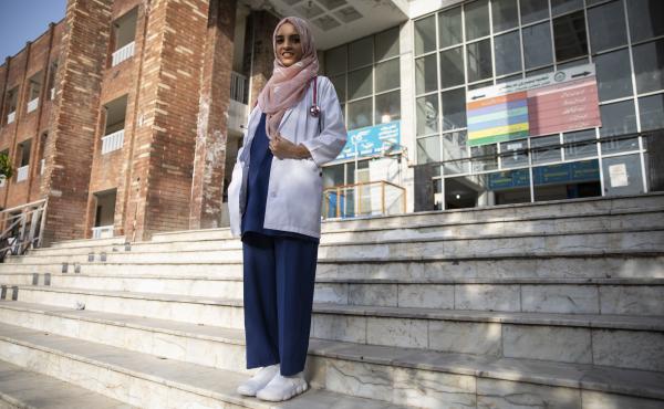 Dr. Saleema Rehman stands outside Holy Family Hospital in Rawalpindi, Pakistan. The Afghan refugee of Turkmen origin has won UNHCR's Nansen Award for her work helping refugee moms and babies in Pakistan. Dr. Saleema Rehman stands outside Holy Family Hospital in Rawalpindi, Pakistan. The Afghan refugee of Turkmen origin has won UNHCR's Nansen Award for her work helping refugee moms and babies in Pakistan.