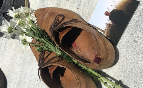 Luis Vázquez placed his shoes at the memorial in remembrance of his father, Luis Manuel Vázquez, who was found dead in his home two weeks after Hurricane Maria. Luis Vázquez placed his shoes at the memorial in remembrance of his father, Luis Manuel Vázquez, who was found dead in his home two weeks after Hurricane Maria.