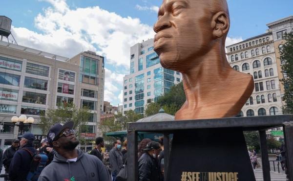 The immersive art organization, Confront Art in collaboration with the NYC Parks, unveils the SEENINJUSTICE exhibit, featuring three sculptures by Chris Carnabucci: George Floyd, Breonna Taylor and John Lewis, at Union Square Park in New York, on Sept. 30 The immersive art organization, Confront Art in collaboration with the NYC Parks, unveils the SEENINJUSTICE exhibit, featuring three sculptures by Chris Carnabucci: George Floyd, Breonna Taylor and John Lewis, at Union Square Park in New York, on Sept. 30