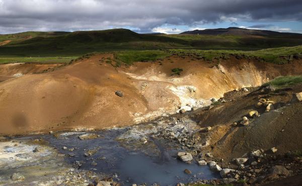 View of Seltun geothermal field in Krysuvik on the Reykjanes peninsula in southwestern Iceland on July 5, 2014. View of Seltun geothermal field in Krysuvik on the Reykjanes peninsula in southwestern Iceland on July 5, 2014.