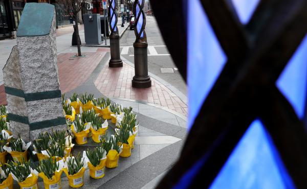Flowers are placed at the memorial to the victims of the 2013 Boston Marathon bombings on April 20. Flowers are placed at the memorial to the victims of the 2013 Boston Marathon bombings on April 20.