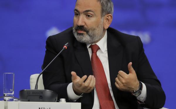 Armenian Prime Minister Nikol Pashinyan speaking at the St. Petersburg International Economic Forum in St. Petersburg, Russia, in 2019. Armenian Prime Minister Nikol Pashinyan speaking at the St. Petersburg International Economic Forum in St. Petersburg, Russia, in 2019.