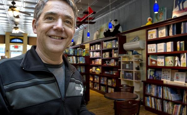 Peter Reynolds, owner of Blue Bunny Books in Dedham, Mass., says he hopes the unique atmosphere will keep customers coming to independent bookstores like his. Peter Reynolds, owner of Blue Bunny Books in Dedham, Mass., says he hopes the unique atmosphere will keep customers coming to independent bookstores like his.